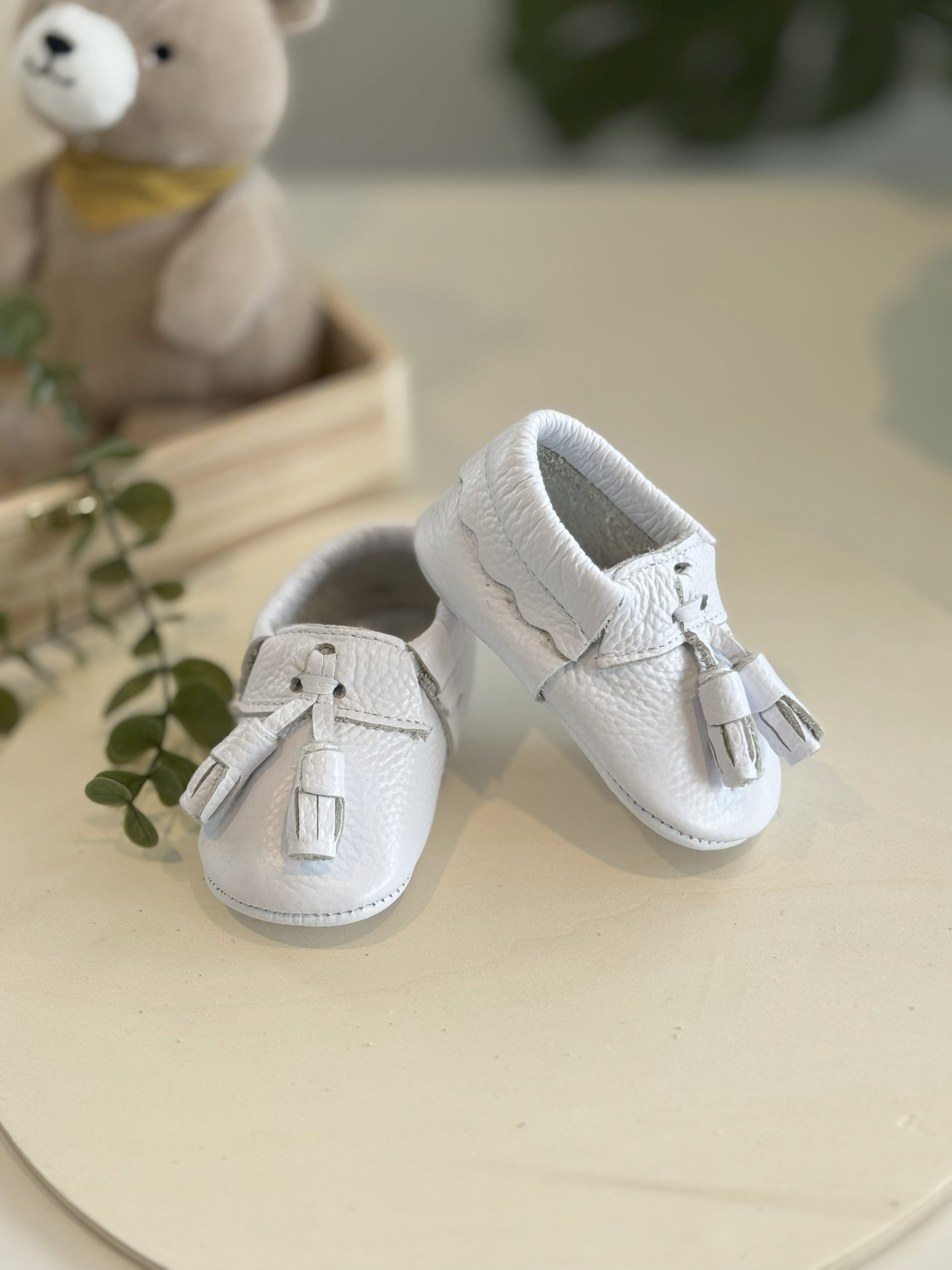 White Tassel Moccasins