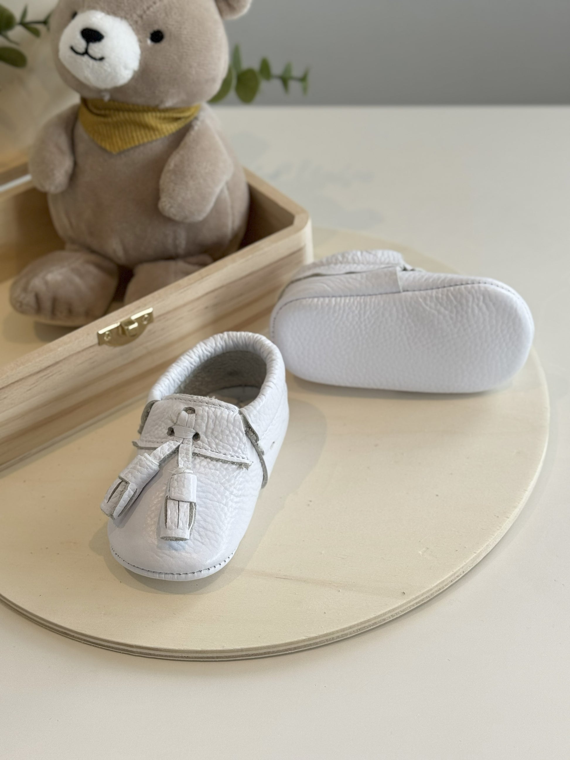 White Tassel Moccasins