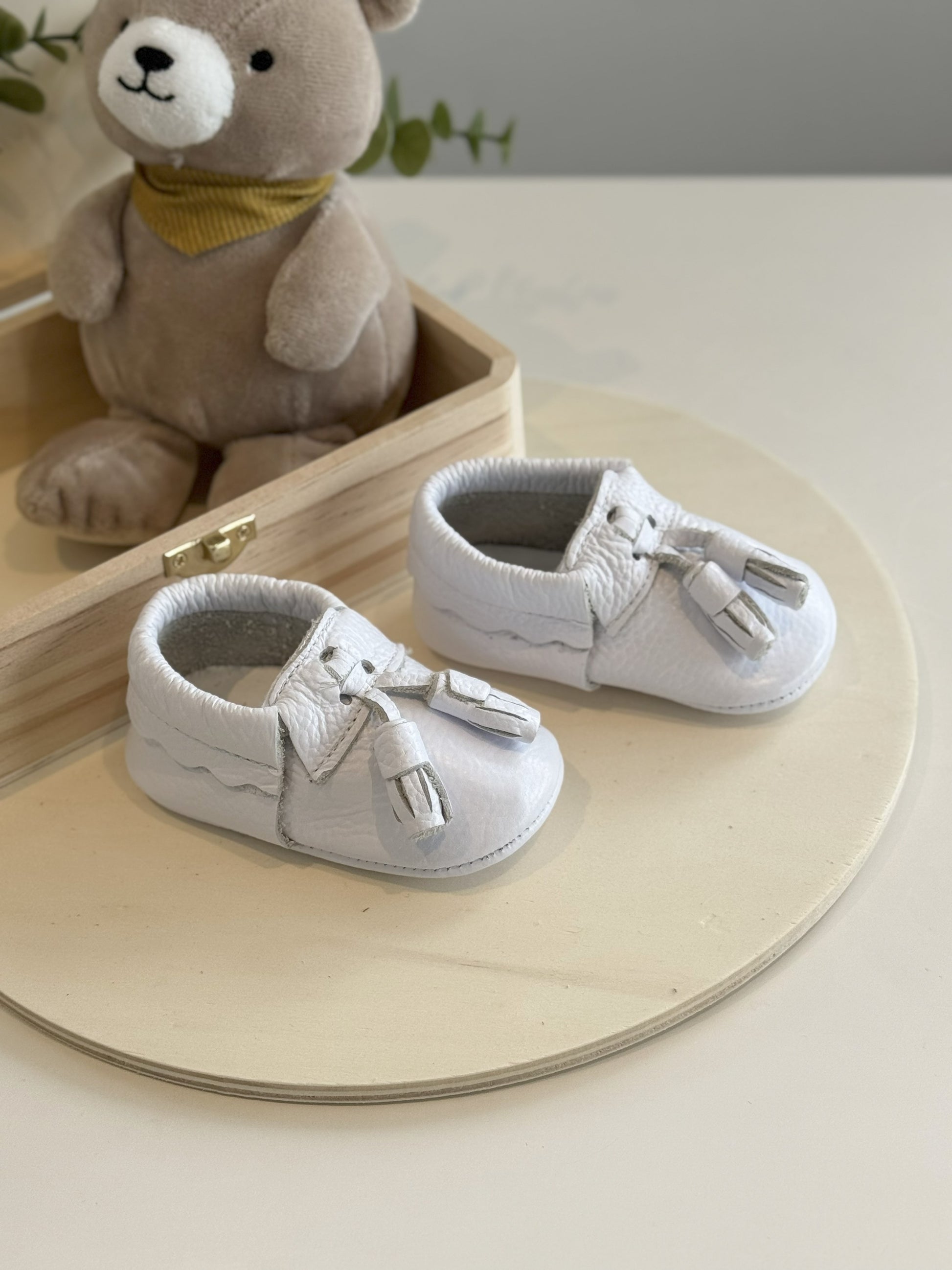 White Tassel Moccasins