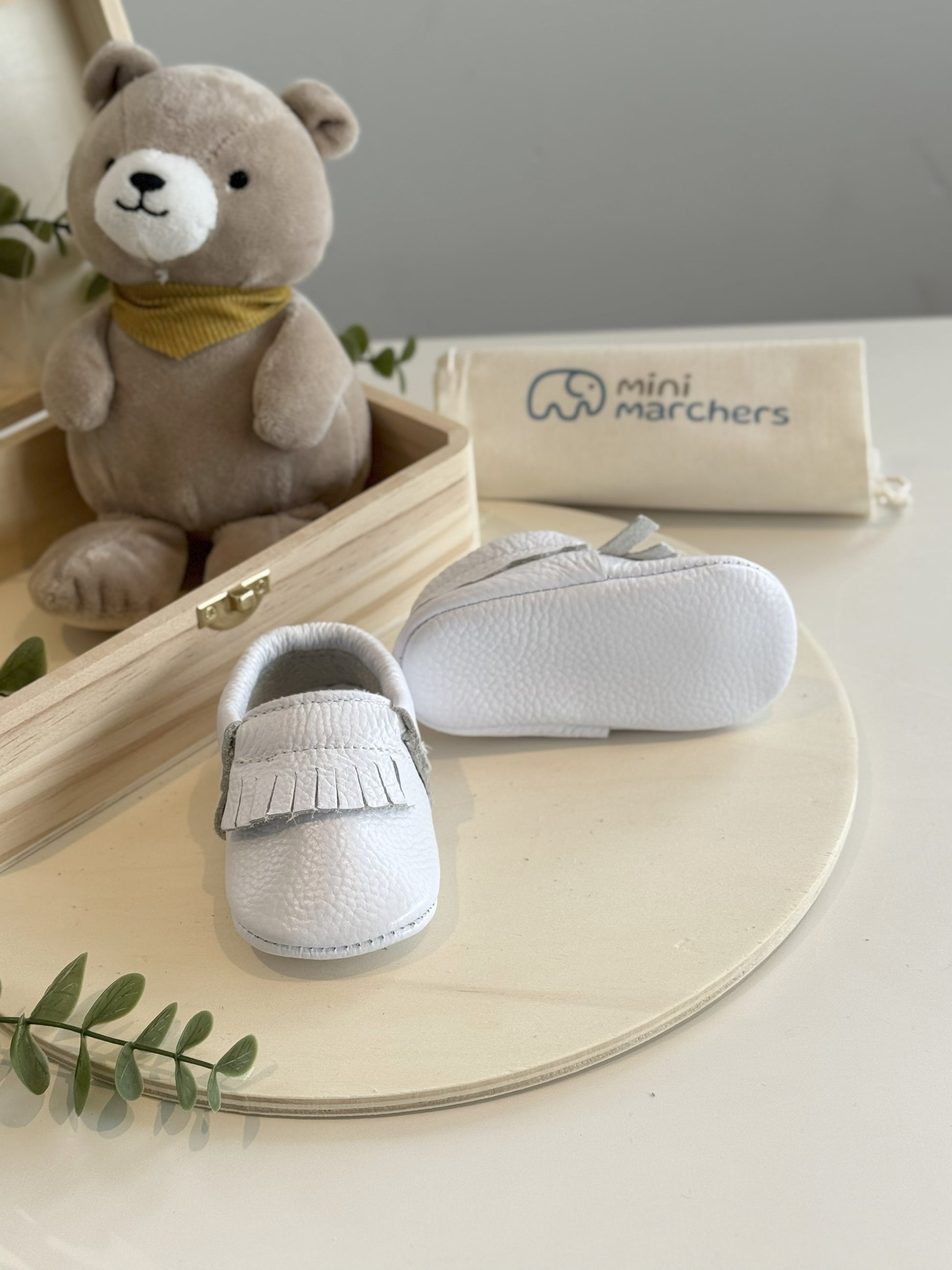 White Fringe Moccasins