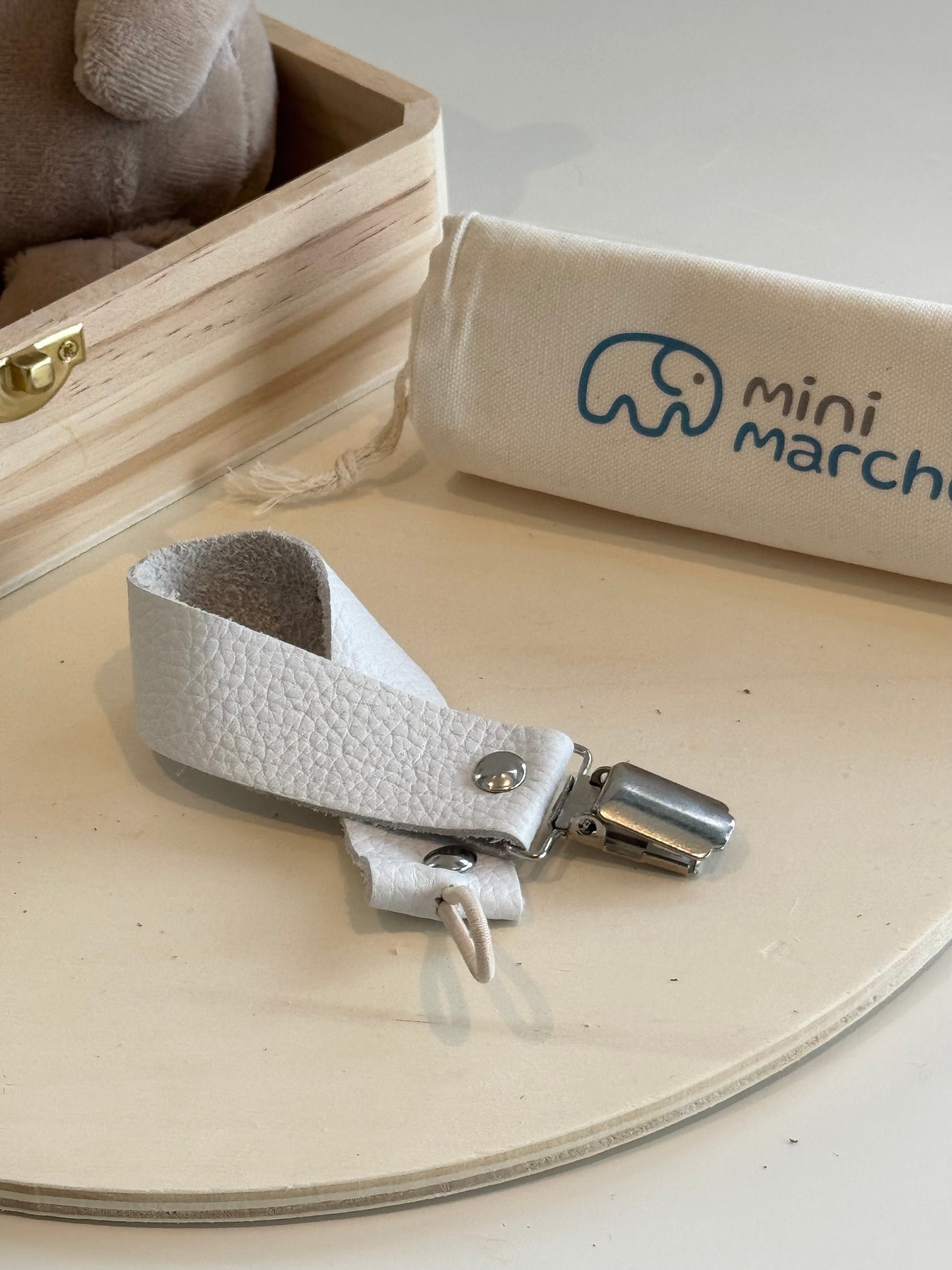 White Softstep Baby Boot & Pacifier Clip Gift Set