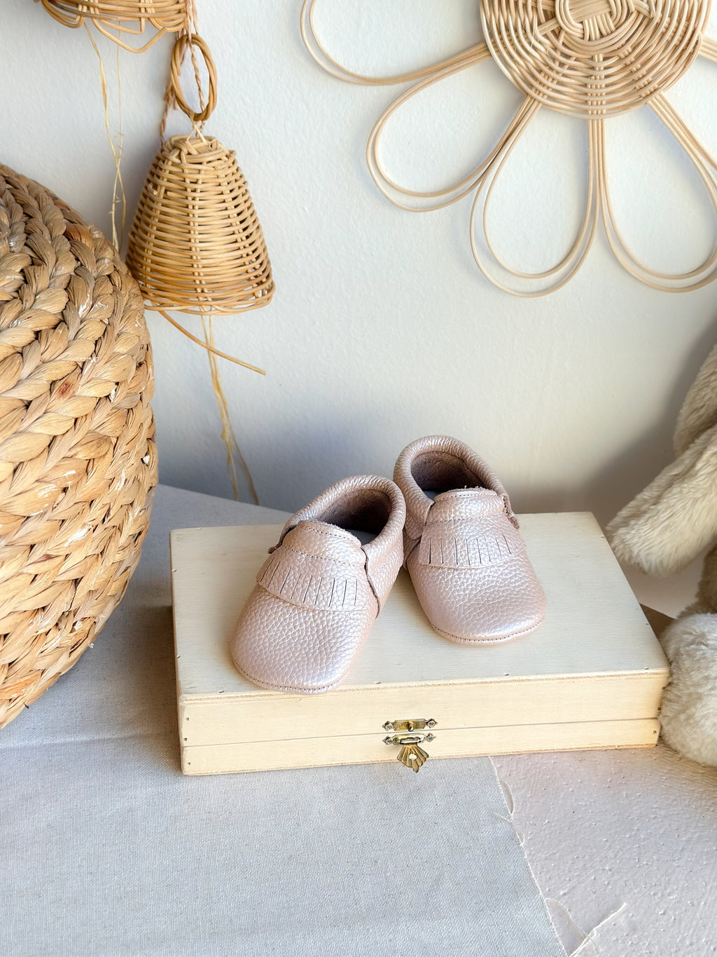 Pearlescent Pink Moccasins